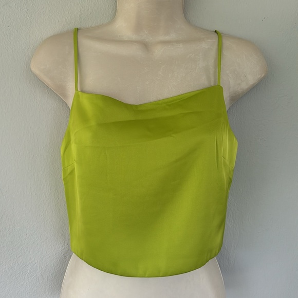 Rachel Zoe lime green satin tassel trim two piece matching skirt set size small - Picture 5 of 11